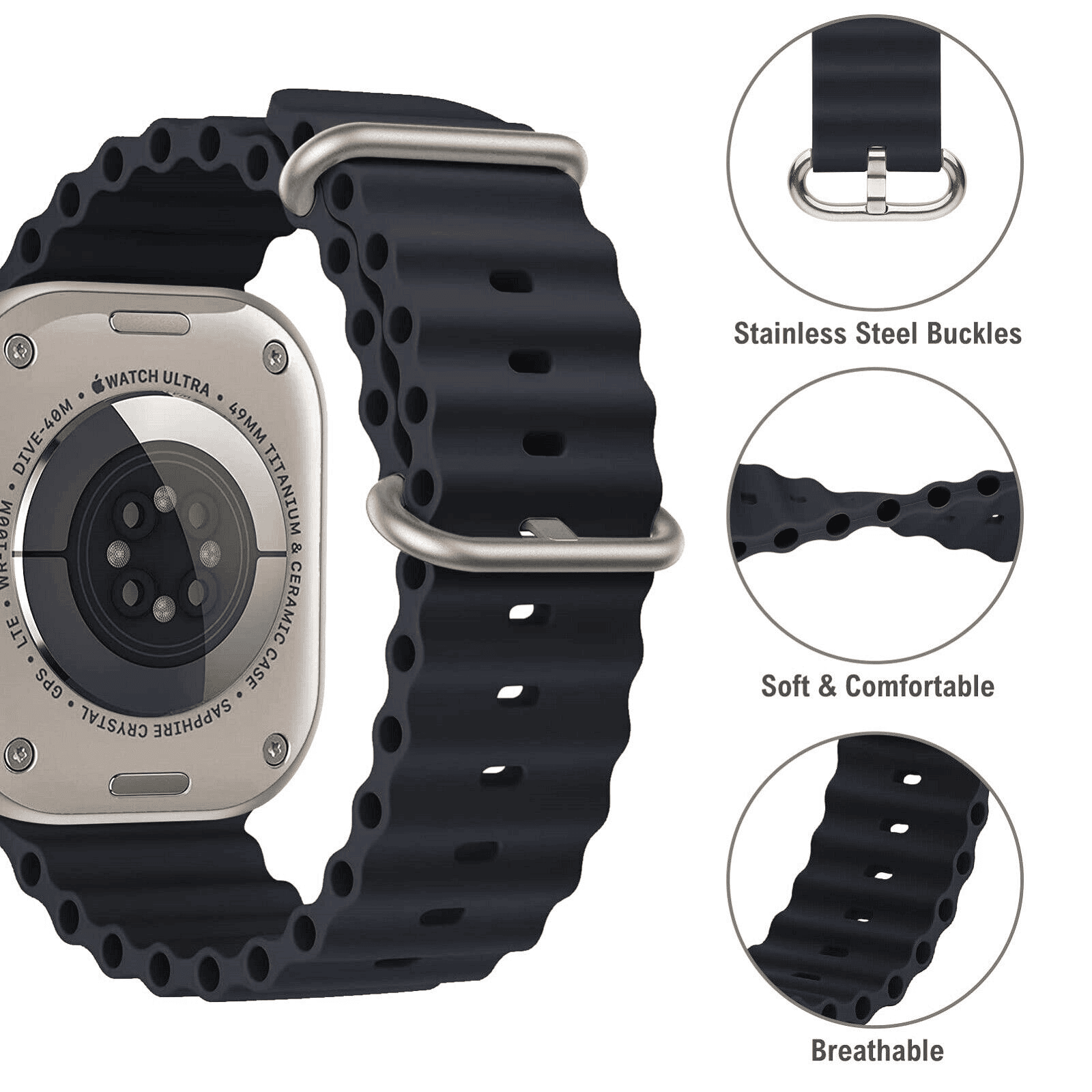 Ocean Strap For Apple Watch Series 11 /10 /9 /8 /7 /SE /6 /5 /4 /3 /2 /1 Ultra 2 /3 Wristband Replacement Band 38mm 40mm 41mm 42mm 44mm 45mm 46mm 49mm Ocean Strap For Apple Watch Series 11 /10 /9 /8 /7 /SE /6 /5 /4 /3 /2 /1 Ultra 2 /3 Wristband Replacement Band 38mm 40mm 41mm 42mm 44mm 45mm 46mm 49mm
